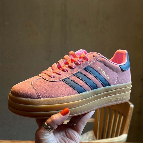Adidas Pink and Navy Gazelle Sneakers - Picture 9 of 11